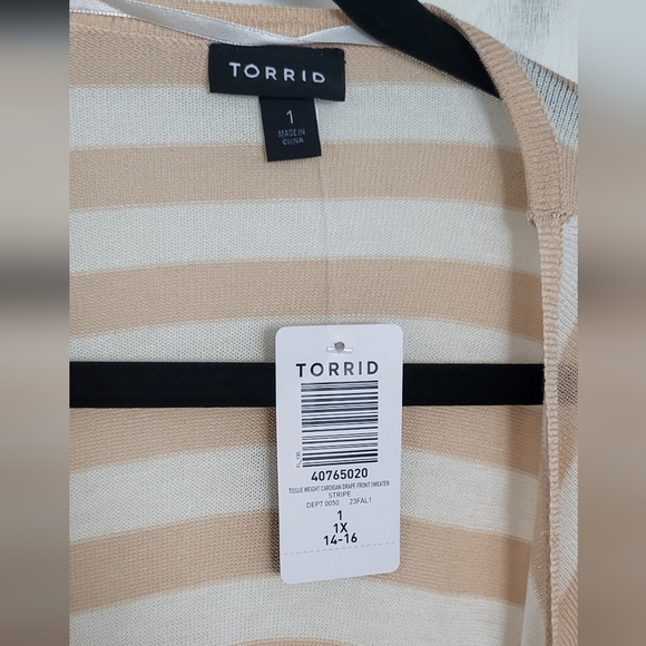 Torrid Stripe Open Front Knit Gauzy Sweater - Picture 3 of 6